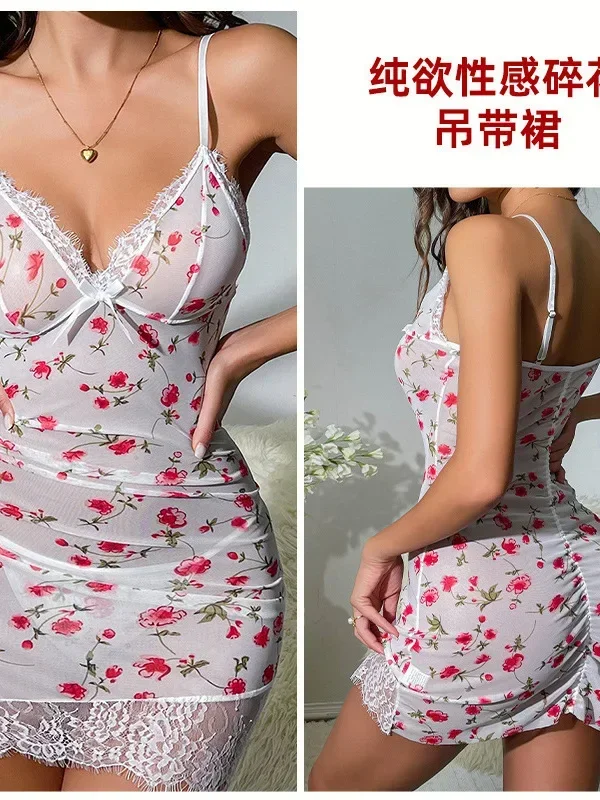 폭발적인 여성 패션 섹시 플로럴 레이스 V넥 힙허깅 드레스 우아한 여성 신상 프랑스 스타일 폴드 시스루 드레스