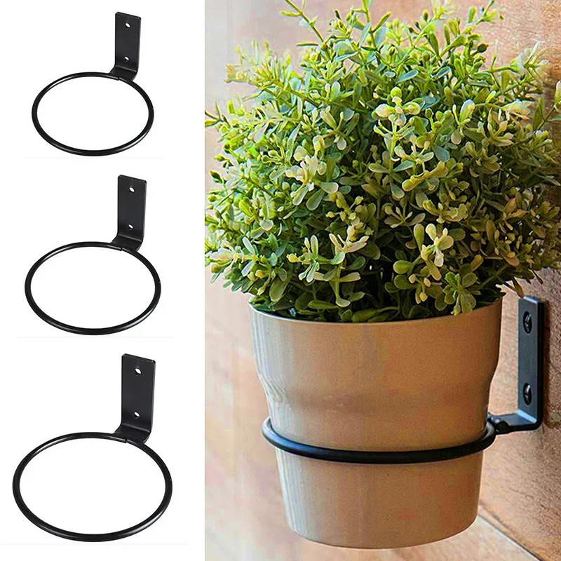 Flowerpot Holder Ring Balcony Planter Pots Tray Rack Bracket Metal Wall Mounted Plant Hanger Outdoor Indoor Home Decoration