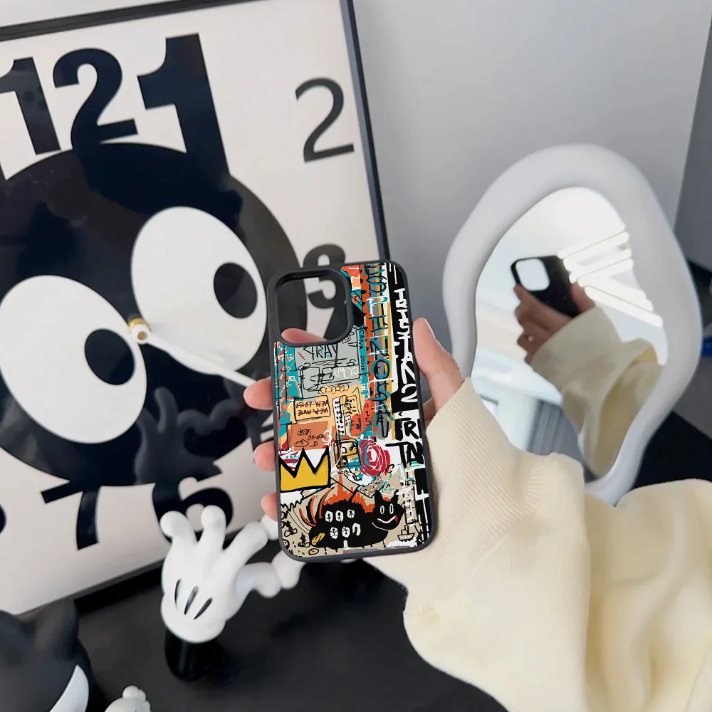 Art-B-Basquiats Phone Case For IPhone 11 12 13 14 15 16 Plus Pro Max Mirror Acrylic PC TPU Cover