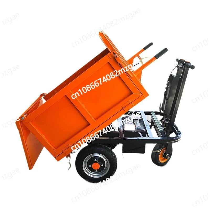 

Electric trolley construction site gray bucket truck three-wheeled truck breeding feeding dump truck pulling brick flat