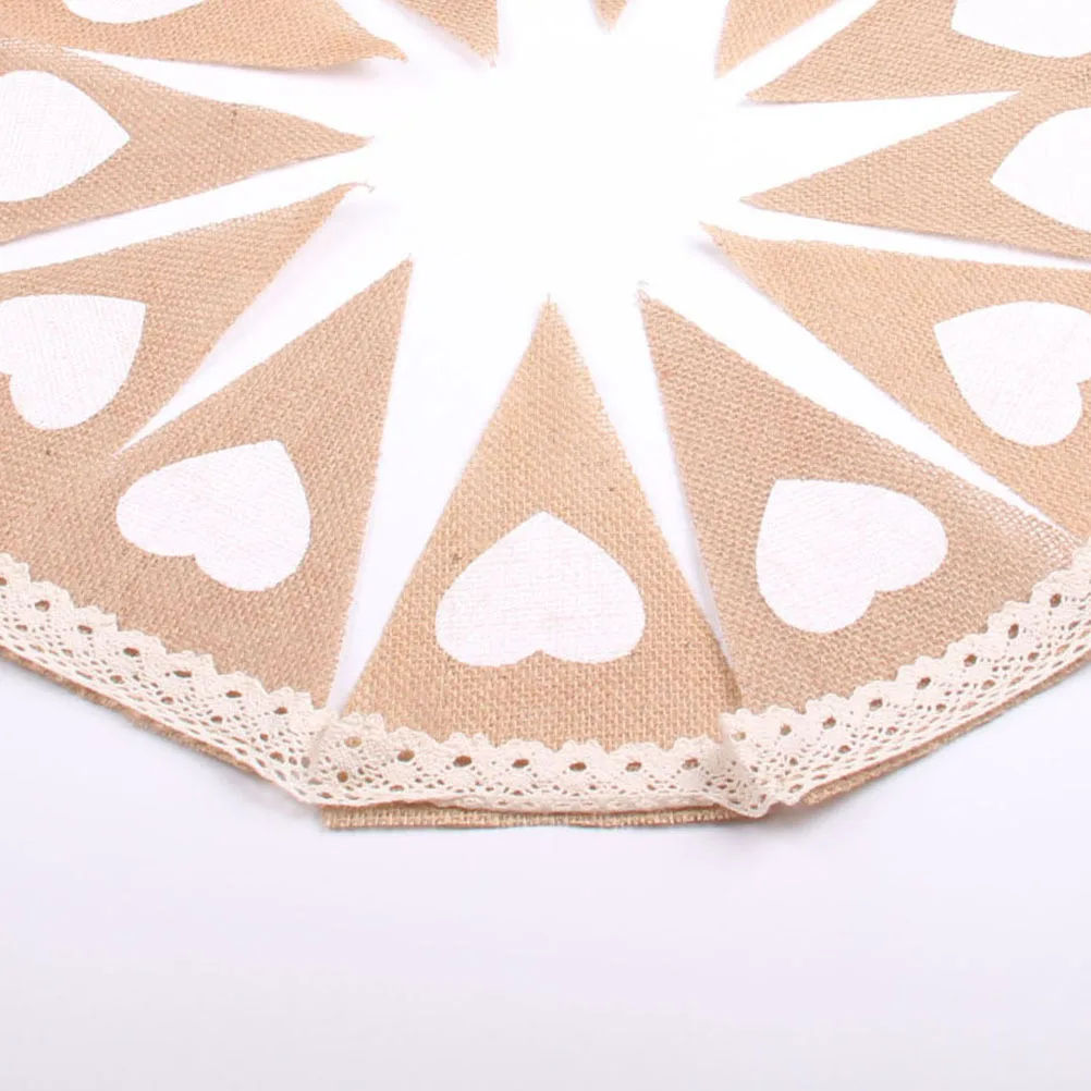

12 Flags Vintage Burlap Lace Pennant Rustic Hessian Bunting Wedding Party Garland Home Decor Burlap Lace Pennant
