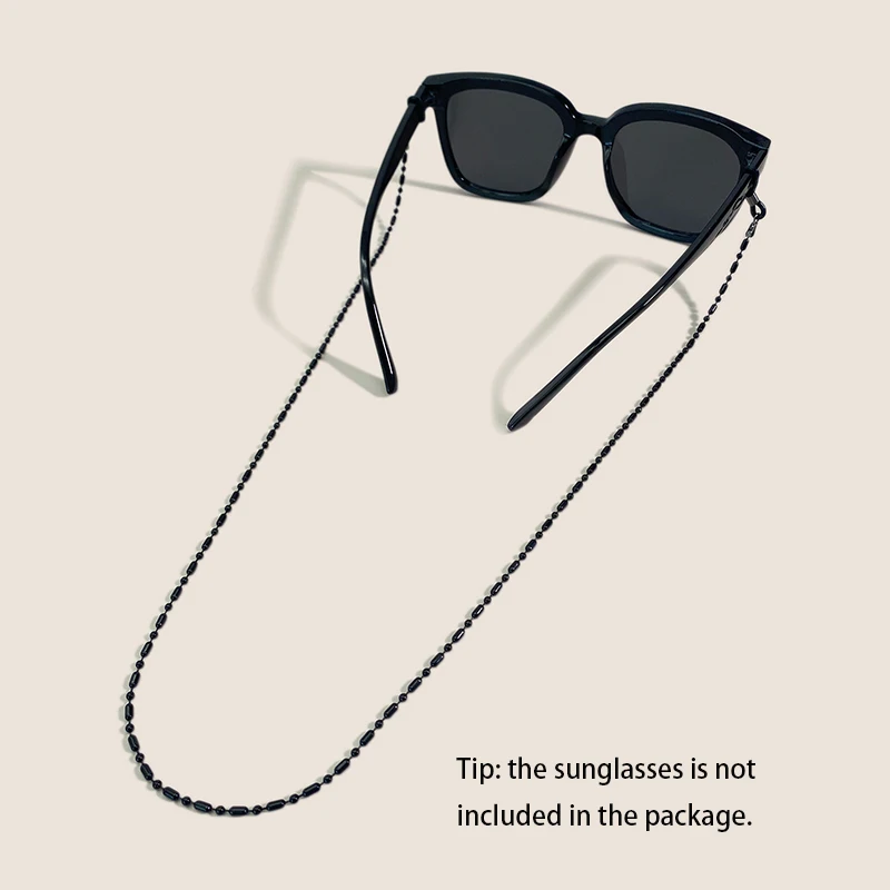 

Simple Black Metal Bead Glasses Chains for Women Men Gothic Hip Hop Hang On Neck Anti-slip Mask Sunglasses Holder Accessories