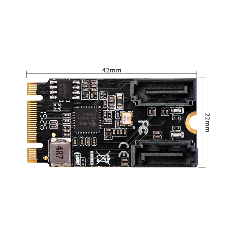 M2 PCIE3.0 To SATA3 Expansion Card NVME Protocol SSD Hard Disk Adapter Card 2 Ports Driver-free 2 SATA Interface SSD Riser Card