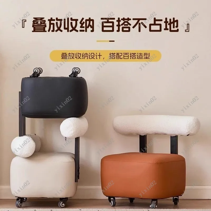 

Light Luxury Shoe Changing Stool with Backrest Solid Wood Sofa Stool for Living Room