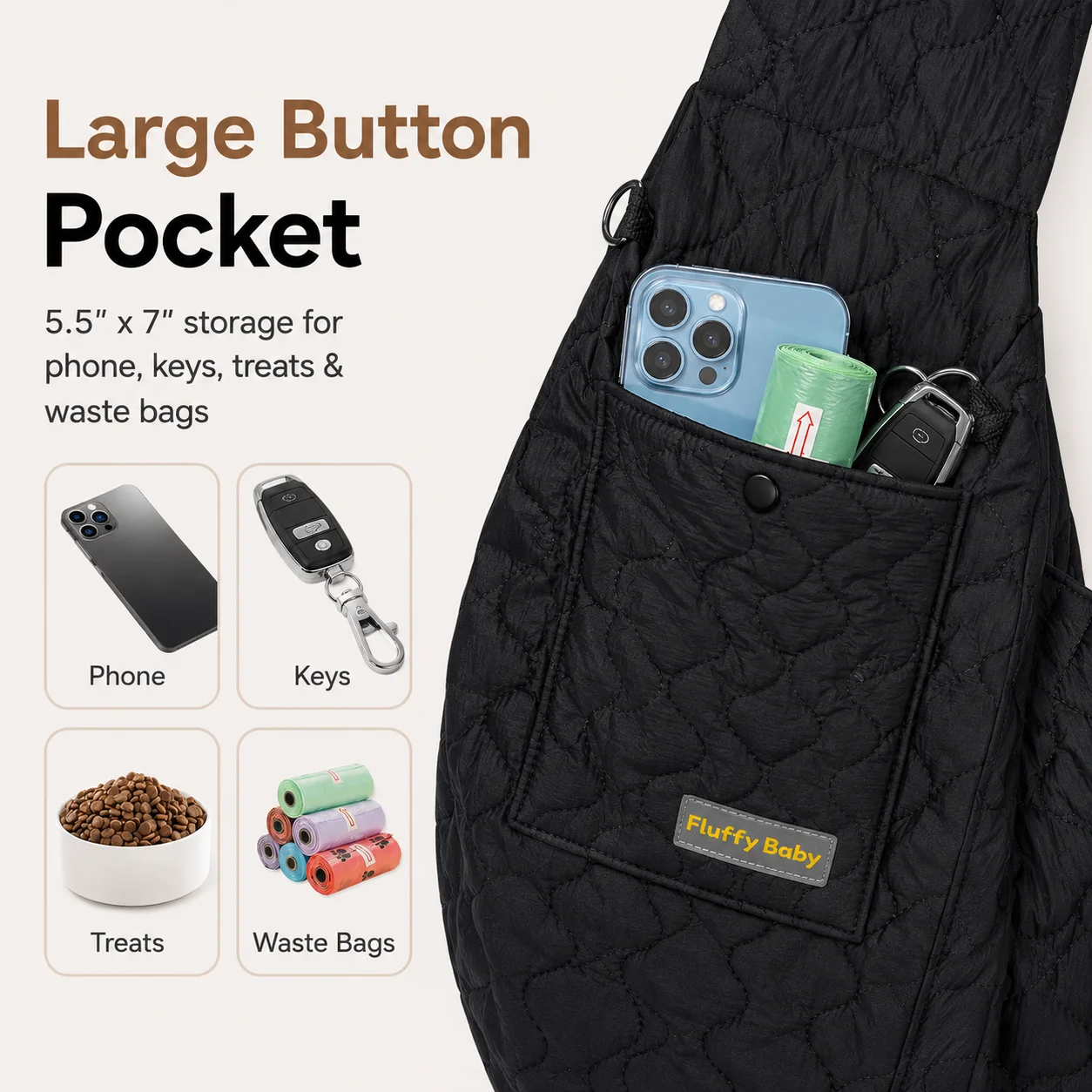 Small Pets Sling Carrier Bag, Hands Free Dog And Cat Padded Adjustable Pet Travel Crossbody Shoulder Bag, Pet Moving Backpack