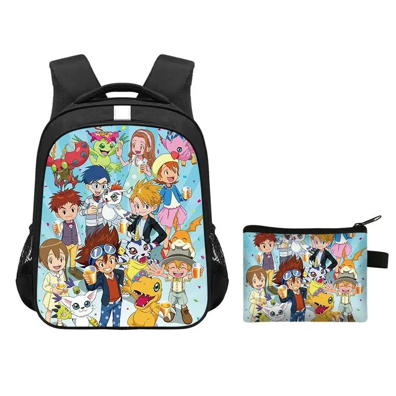 Digimon Adventure AgumonTaichiYagami anime peripheral cartoon print student zipper backpack reflective warning strip backpack