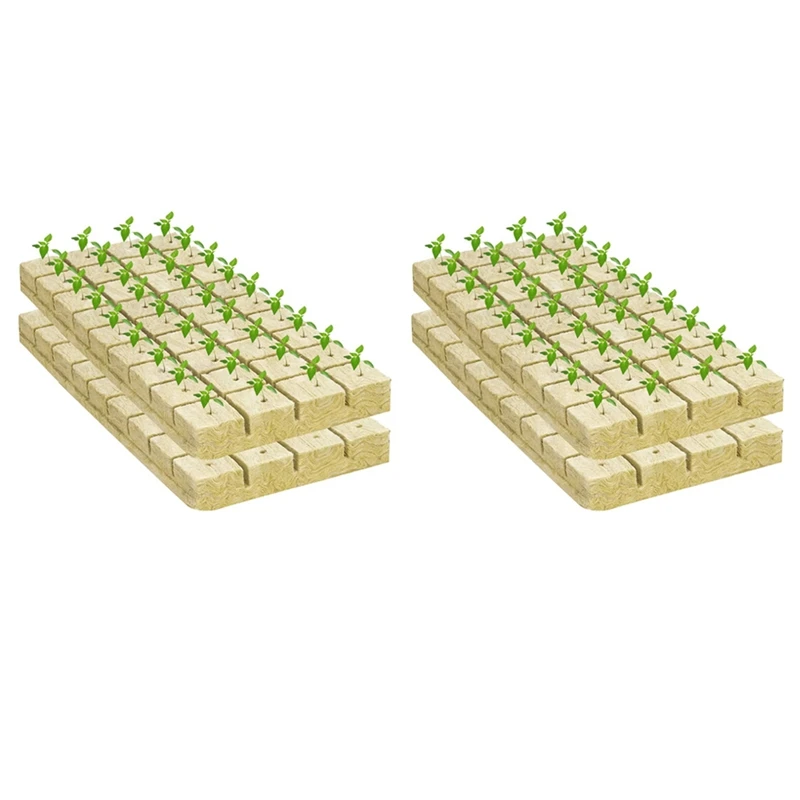 100Pcs Stonewool Hydroponic Grow Media Starter Cubes Plant Cubes Soilless Substrate Seeded Rock Wool Plug Seedling Block