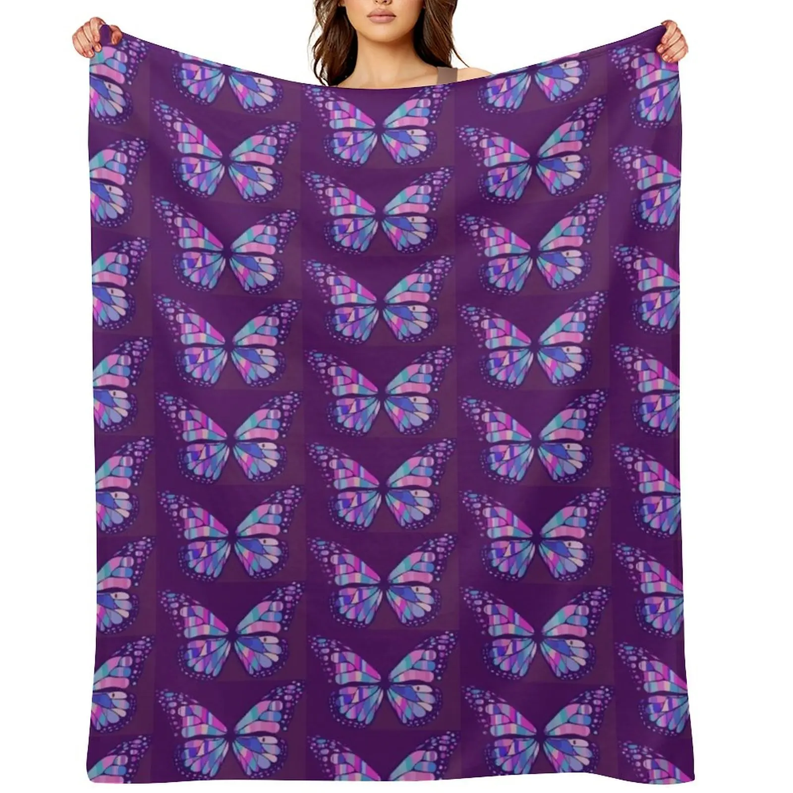 

Pink And Purple Butterfly Throw Blanket wednesday Soft Big For Baby Vintage Blankets