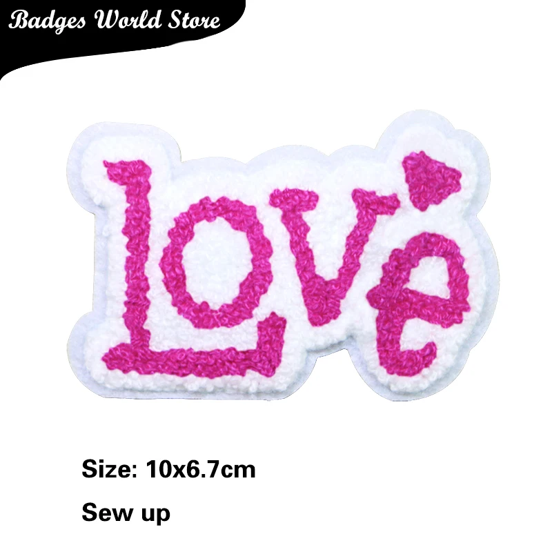 Letter Love N B A L F Number 1 Chenille Icon Towel Embroidery Applique Patches For Clothing DIY Iron on Badges on the Backpack