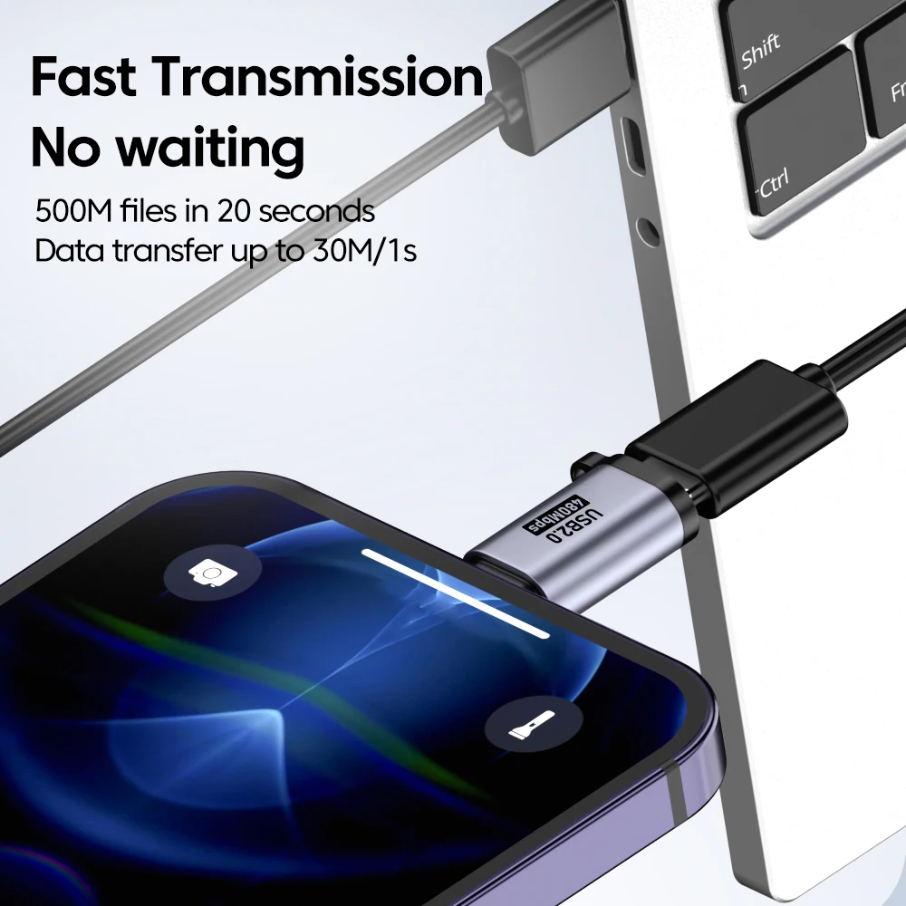 Micro USB To USB C Fast Charging Adapter 480Mbps Mini USB To USBC Converter Type C To Lightning Connector For iphone Android