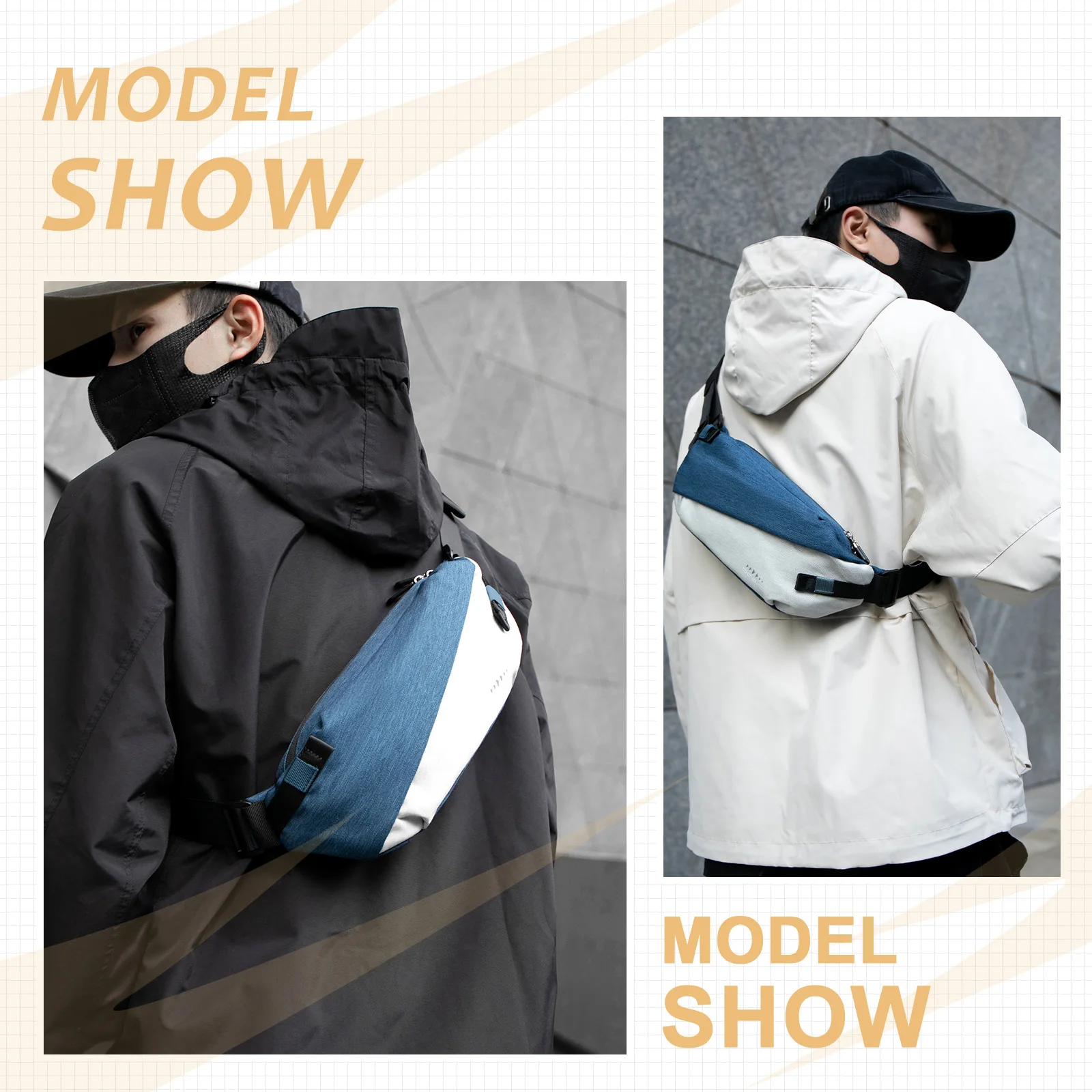 Tas Selempang Trendi Modis, Tas Bahu untuk Wanita dan Pria, Tas Sabuk untuk Perjalanan, Olahraga, Lari, Tas Pinggang untuk Ponsel