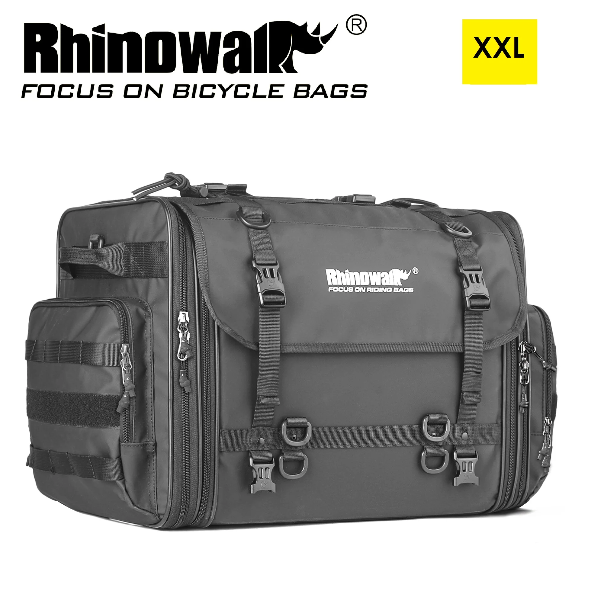 

Rhinowalk 60L-80L Motorcycle Bag Waterproof Expandable Motorcycle Tail Bag Large Capacity Travel Motorcycle Accessories