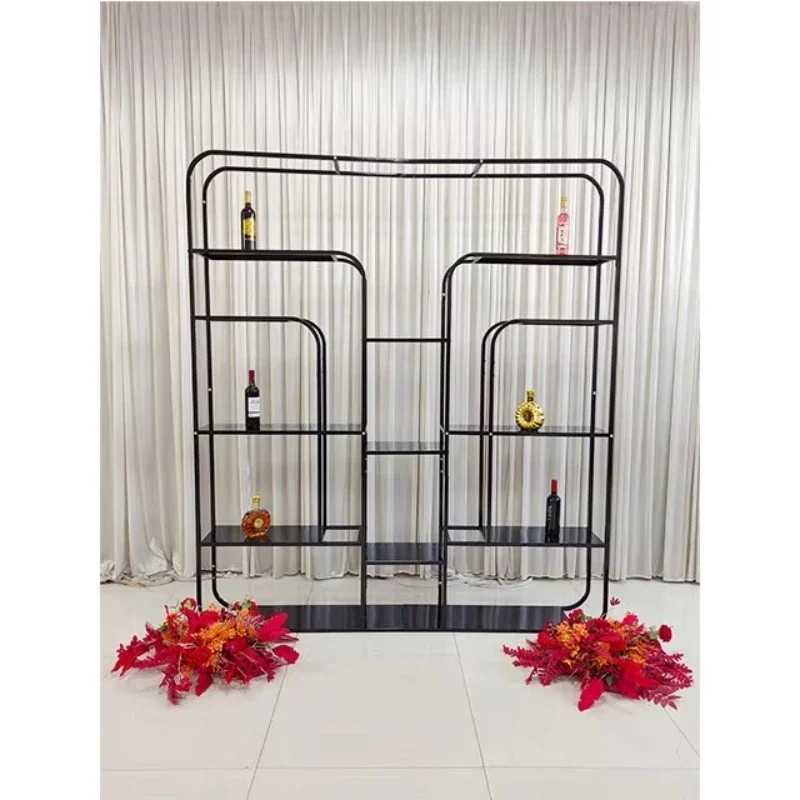 Simple style metal bookcase, bar stool black gold wedding counter, wine rack furniture standing accessories