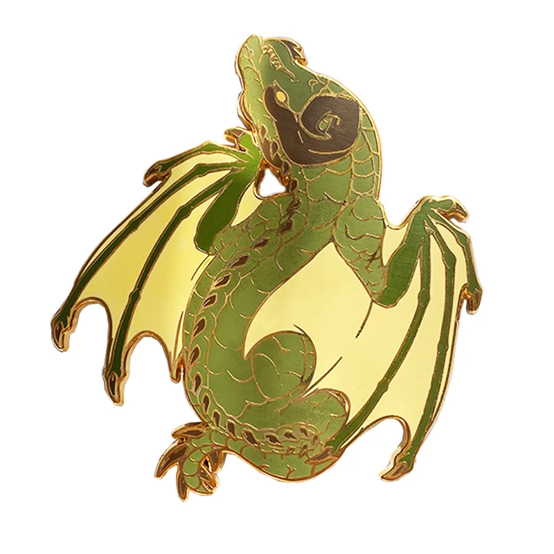 

Manufacturer Green Mighty Dragon Lapel Pin Art Excellent Design Cartoon Handsome Animals Hard Enamel Gold Metal Badge For Gift