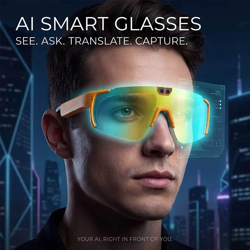 AI Smart Glasses 800W Camera HD Recording Cycling Sports Sunglasses Men Outdoor Bike Riding Shades Touch Control Goggle Eyewear