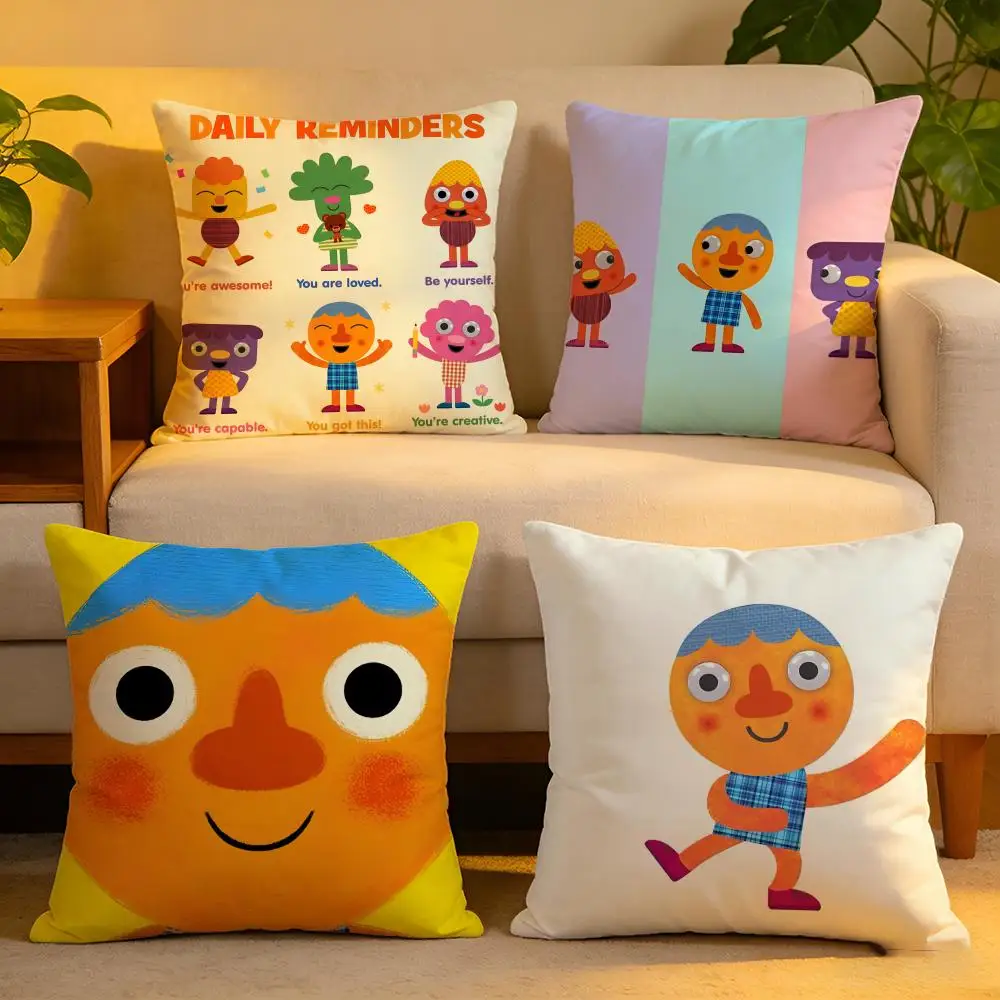 

Чехол для подушки из льняной ткани, мягкий, приятный для кожи, декоративный чехол для дивана, домашнего декора, мультяшный чехол для подушки Kwaii N-Noodle & P-Pals