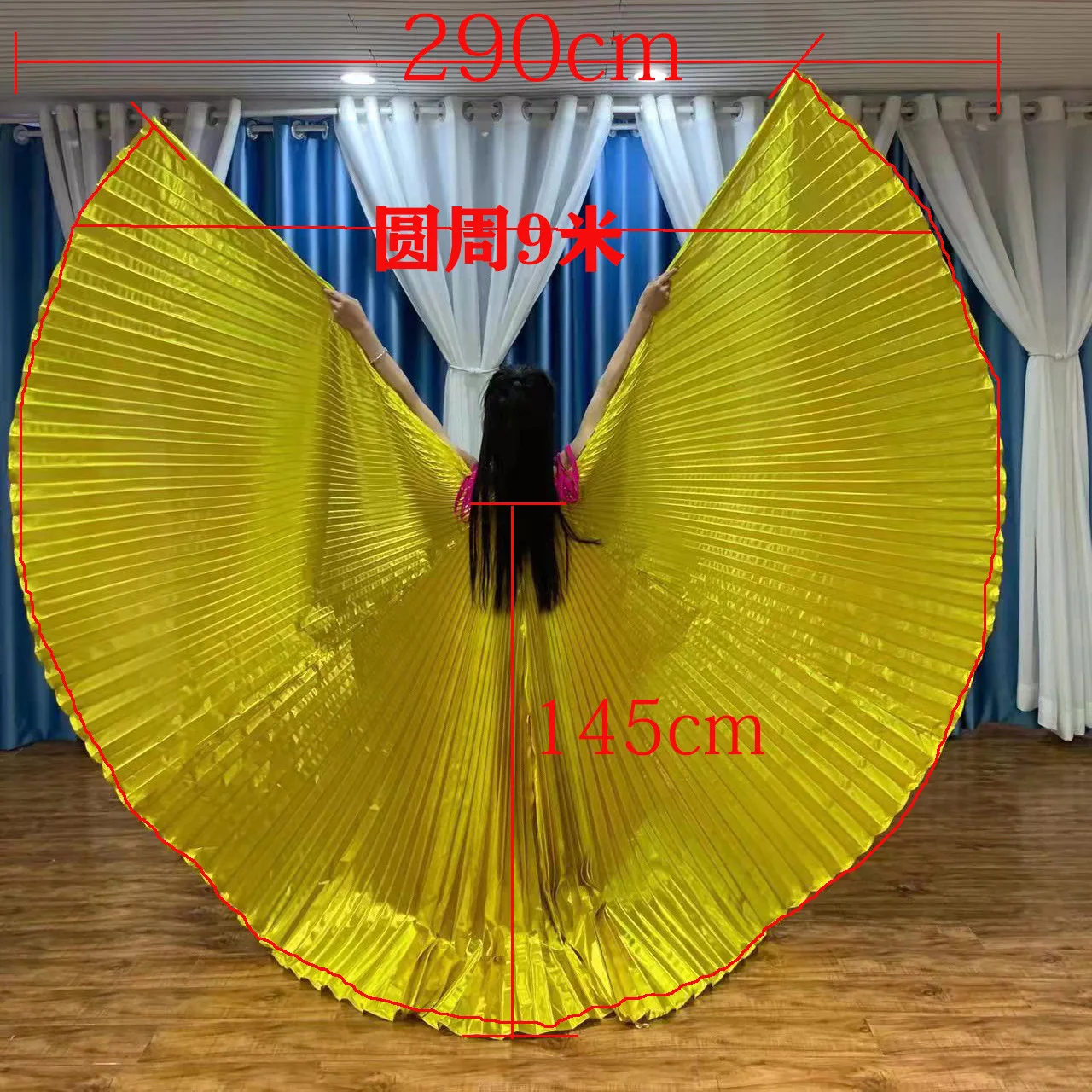 Belly Dance Butterfly Wings Adult Women Gold Belly Dance Costume Shinny Indain Stage Performance 360 Degrees Dance Wear