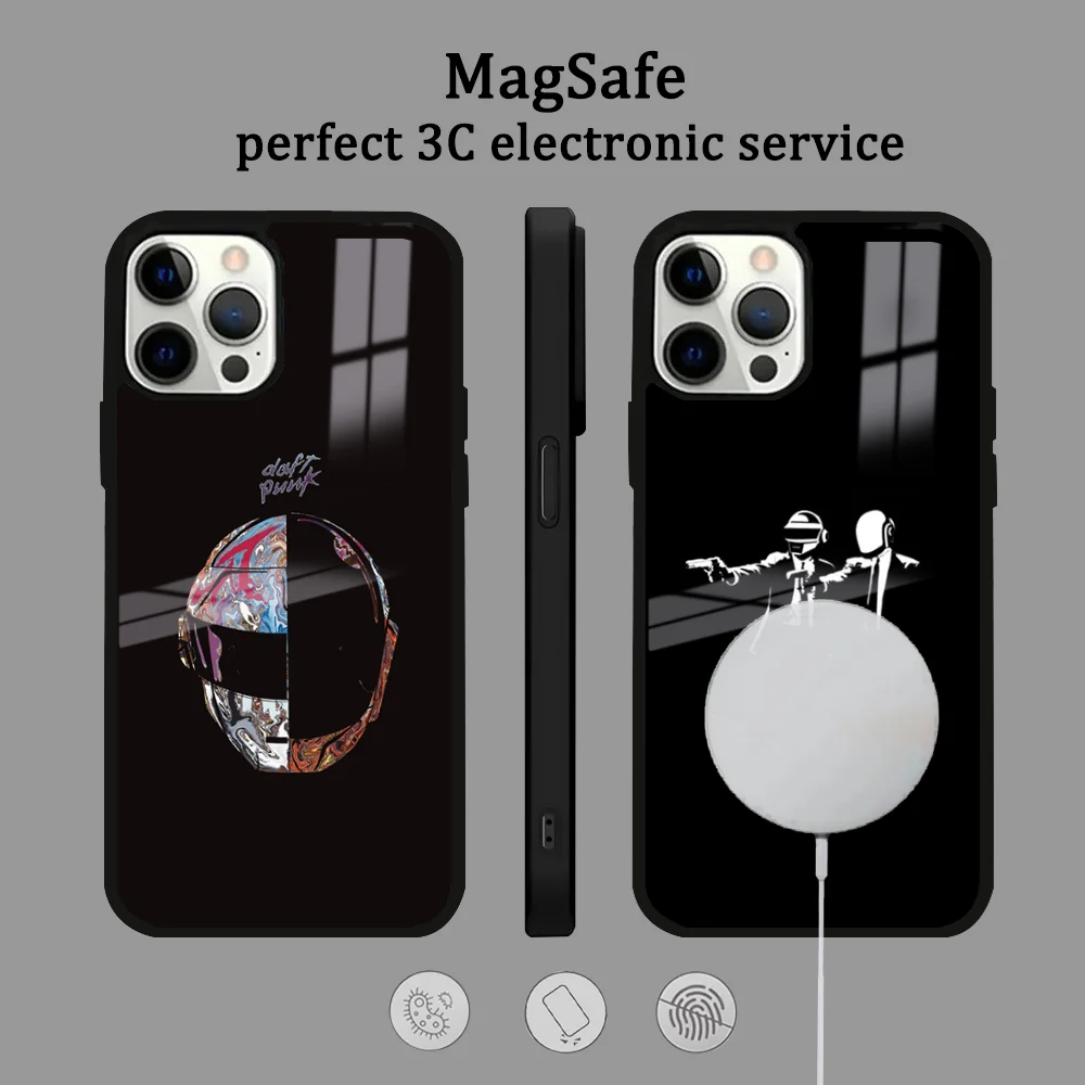 D-Daft P-Punk Phone Case For IPhone 16 15 14 13 12 11 Pro Max Plus Mini Magsafe Mirror Wireless Magnetic Cover