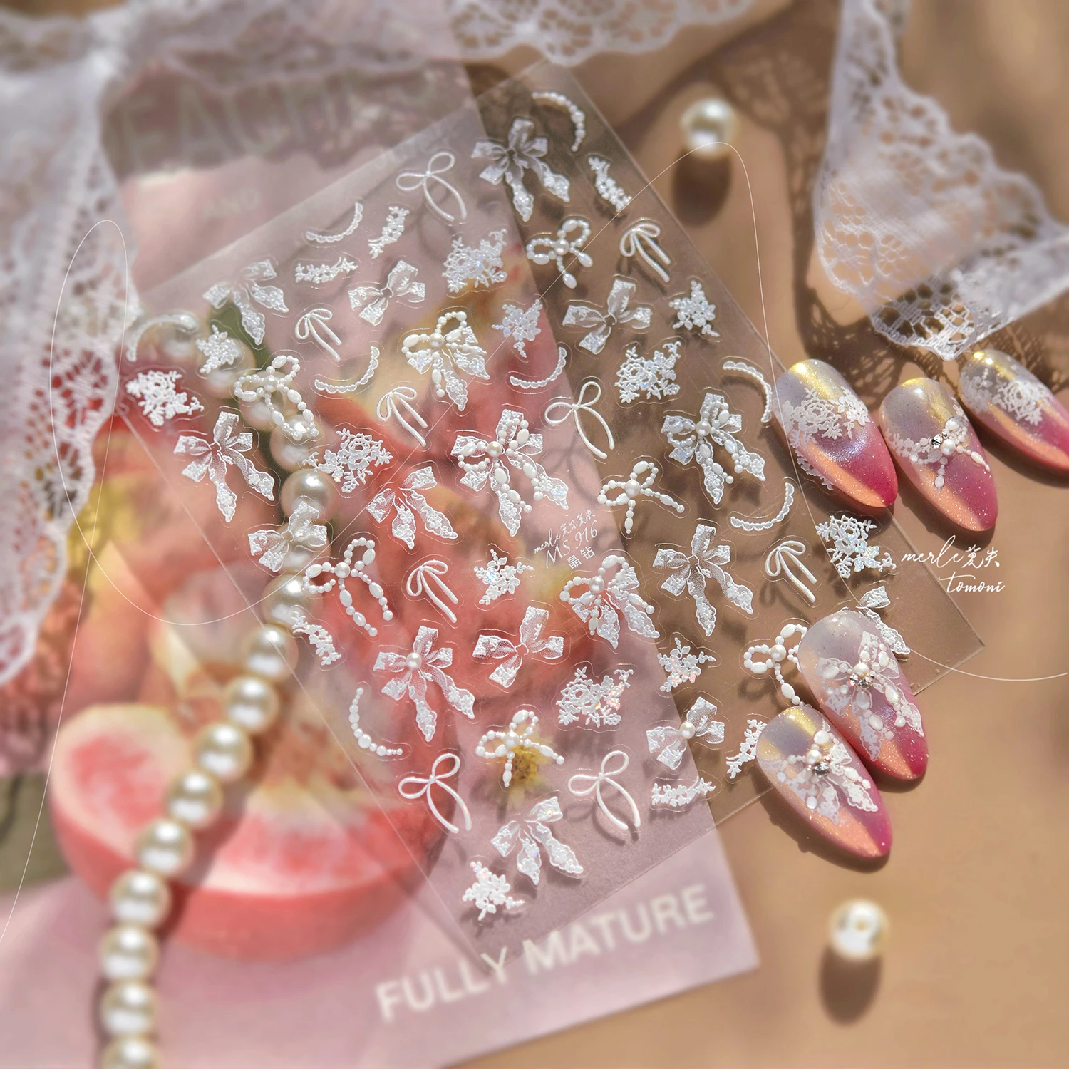 1 Uds. Pegatinas 5D para uñas con lazo de textura elegante, detalle de cinta delicada, accesorios para decoración de uñas con pegatinas de estilo de adorno brillante