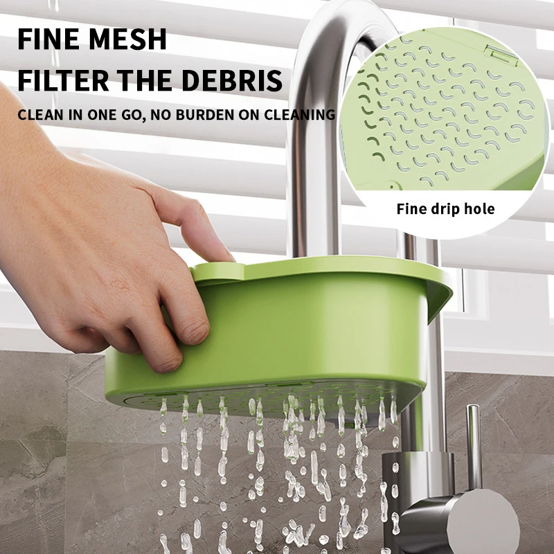 سلة تصريف منزلية بطبقة مزدوجة بالوعة مثلثة، سلة تصفية بقايا المطبخ والفواكه والخضروات #5