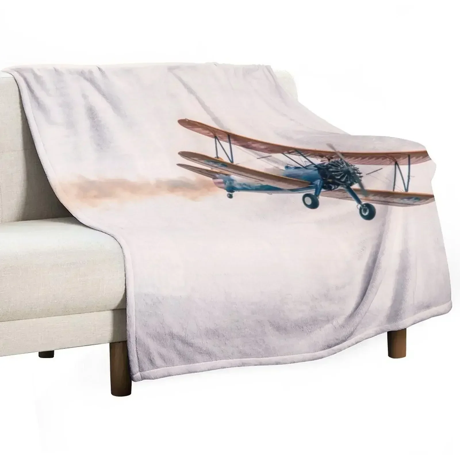 Retro Vintage Sky Bi-Plane Throw Blanket Cute Decorative Throw Thin Heavy blankets and throws Sleeping Bag Blankets