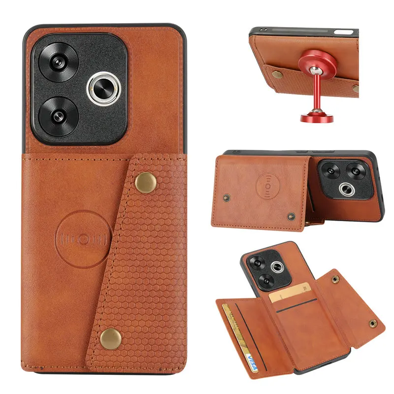 עבור poco f6 5g 2024 כרטיס עור מגנטי בחזרה במקרה פגוש פונדה xiaomi poco x6 pro m6 x5 m4 pro f 6x5 m4 x4 pro f 6x5 m 4g