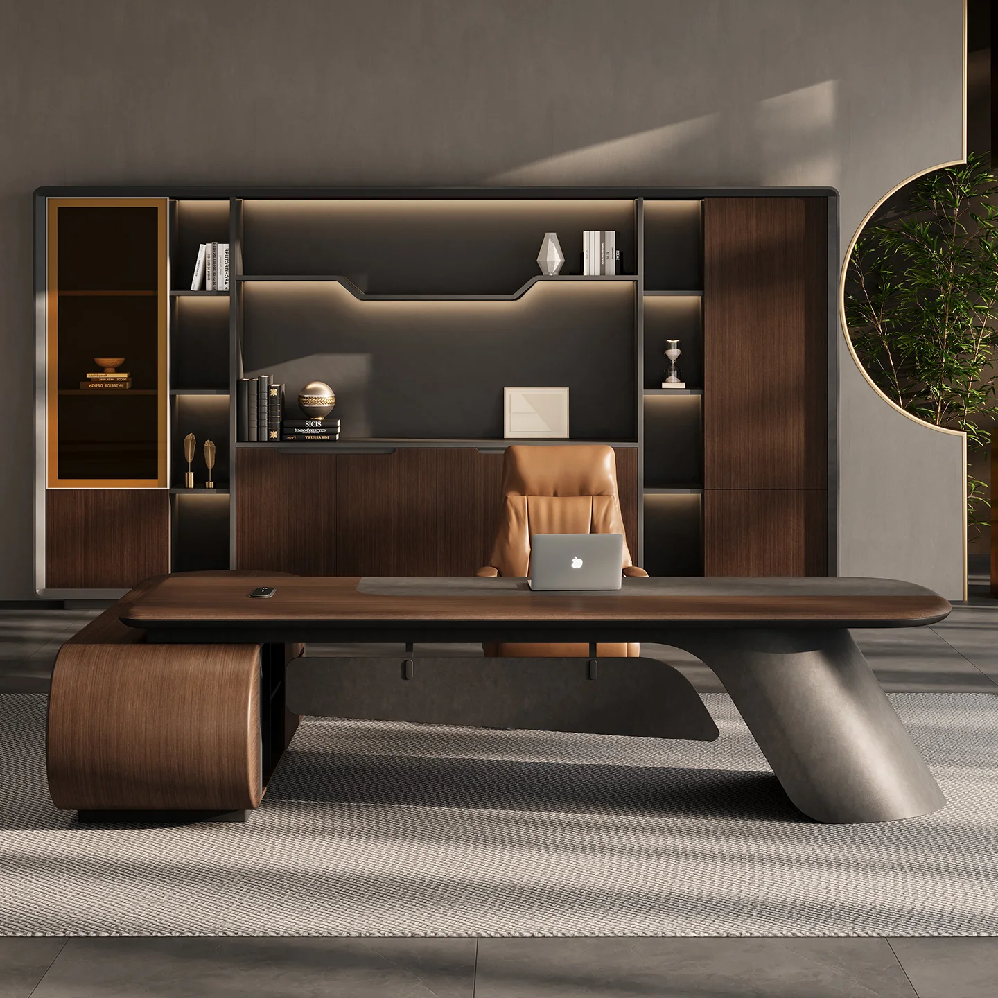 Modern High-End Executive Wooden Panel Office Desk Set Extendable Factory Custom Commercial Furniture Home Hospital Use Designed