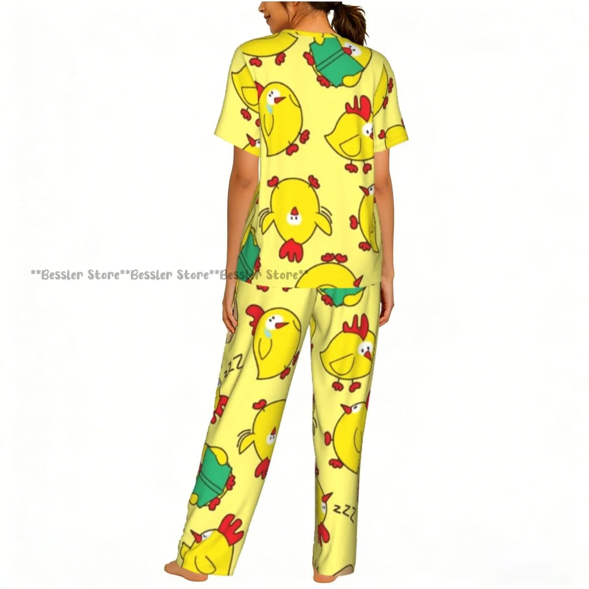 Women's Comfort Pajamas Women's Chicken Pattern Short Sleeve Set Sleepwear view 4