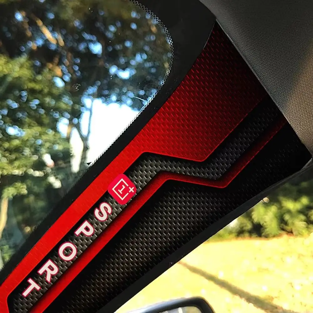 2 Pcs Sporty Pattern Car A-Pillar Stickers Self-adhesive Black Red Car Interior Stickers Scratch-resistant Carbon Fiber