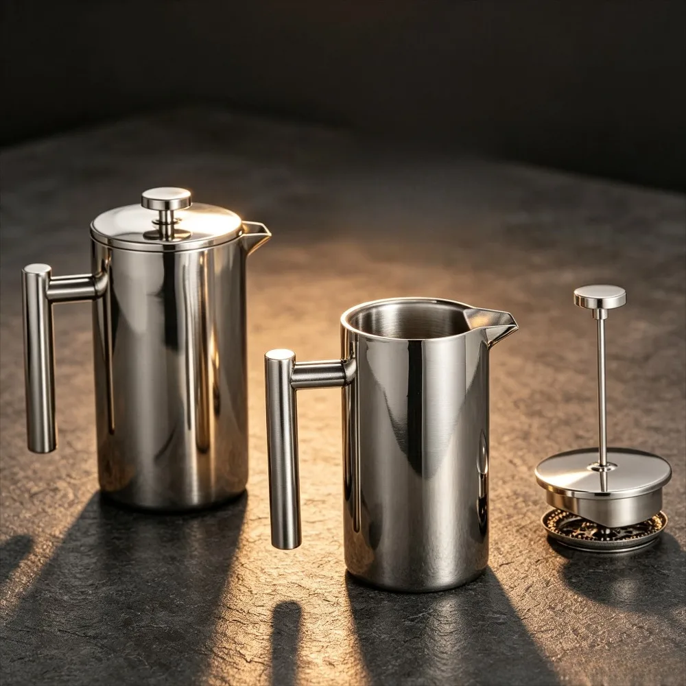 Stainless Steel French Press Coffee Maker ,Double-Walled Insulated French Coffee Presses, Food Grade Good for Kitchen Camping