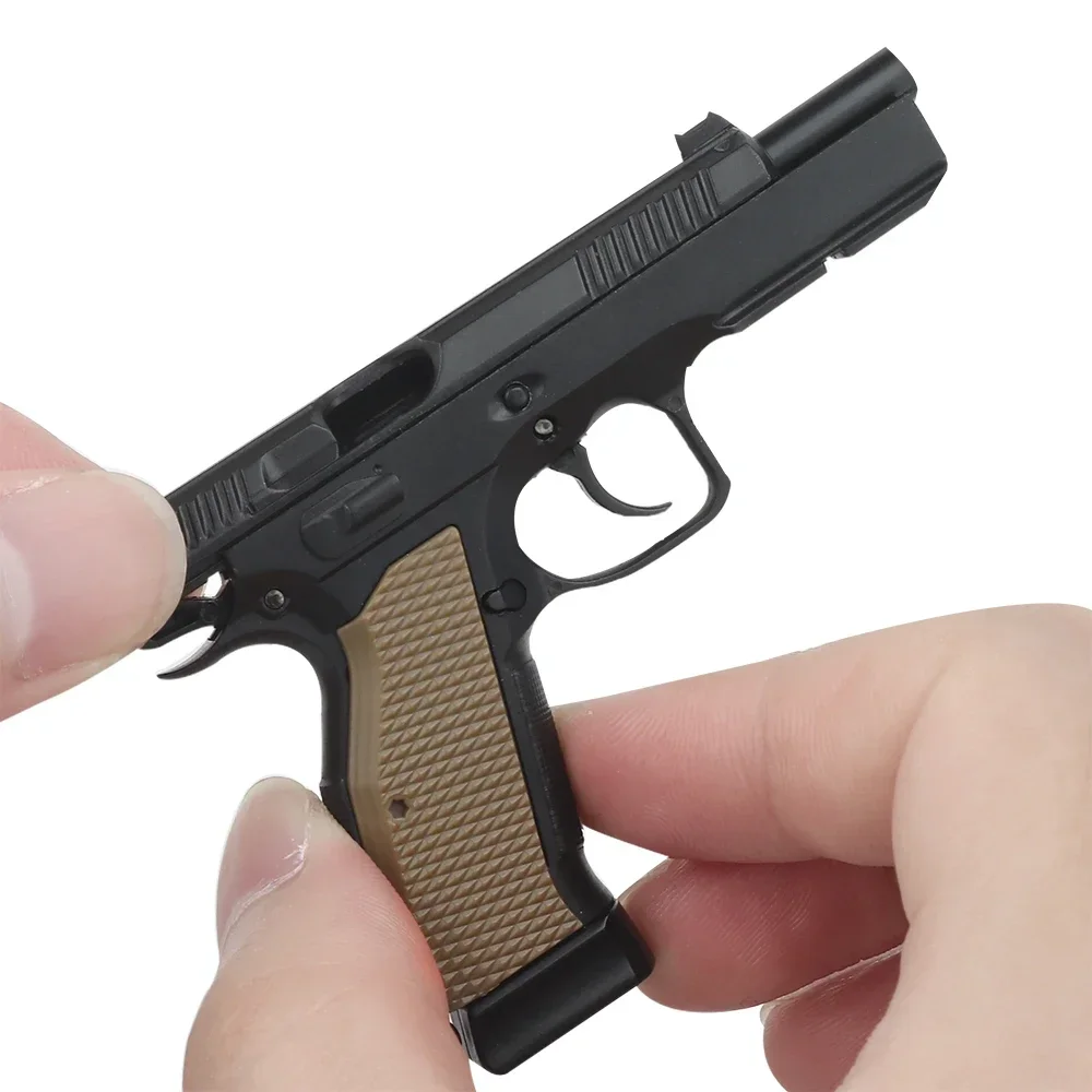 Keychain Set Plastic 1:4 Cz Shadow 2 Mini Pistol Gun Holster Shape Key Ring Gift with Movable Lever and Mag view 2