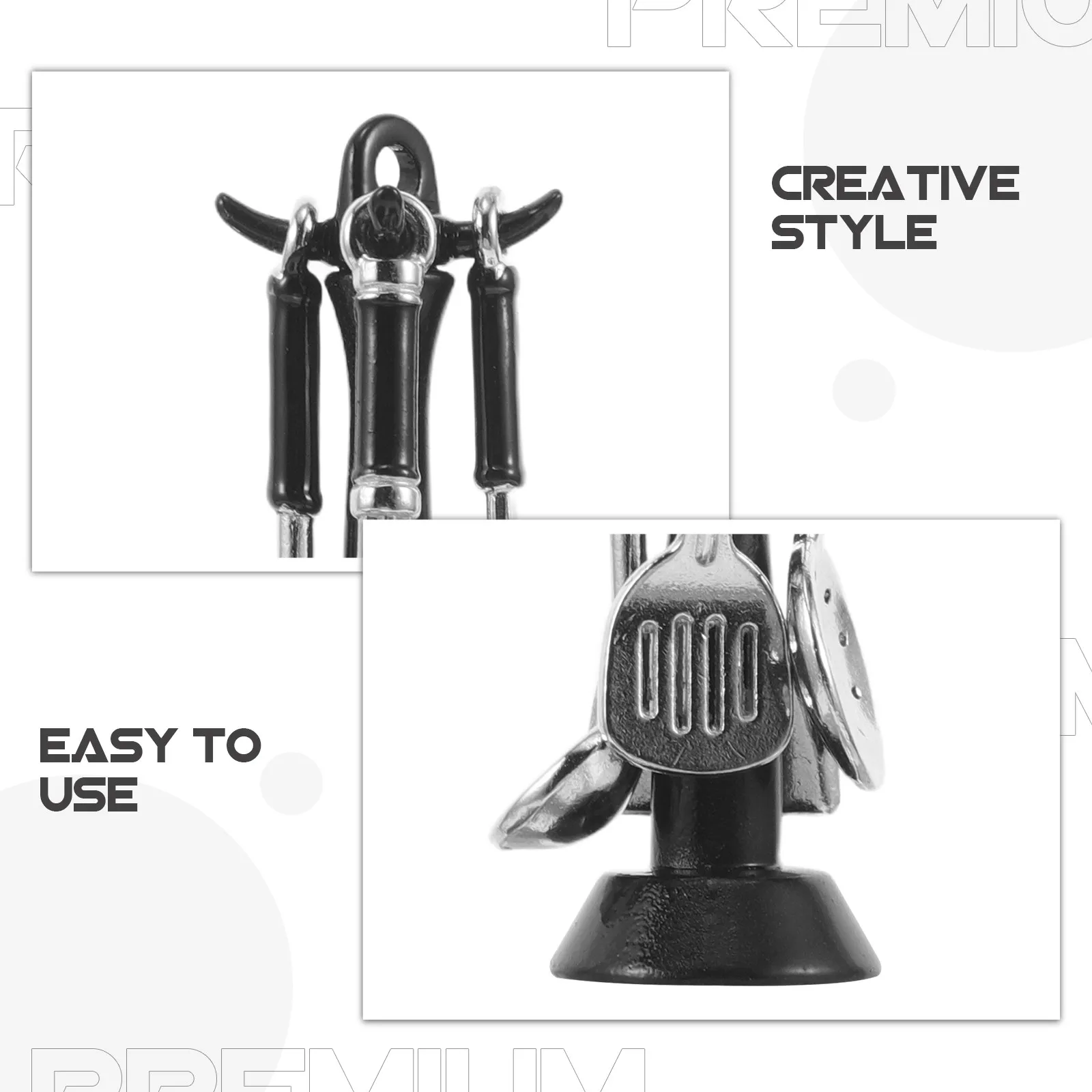 2 ensembles d'accessoires de cuisine réalistes pour maison de poupée, ustensiles de cuisine miniatures pour jeu d'imitation avec spatule, louche, passoire et support en alliage