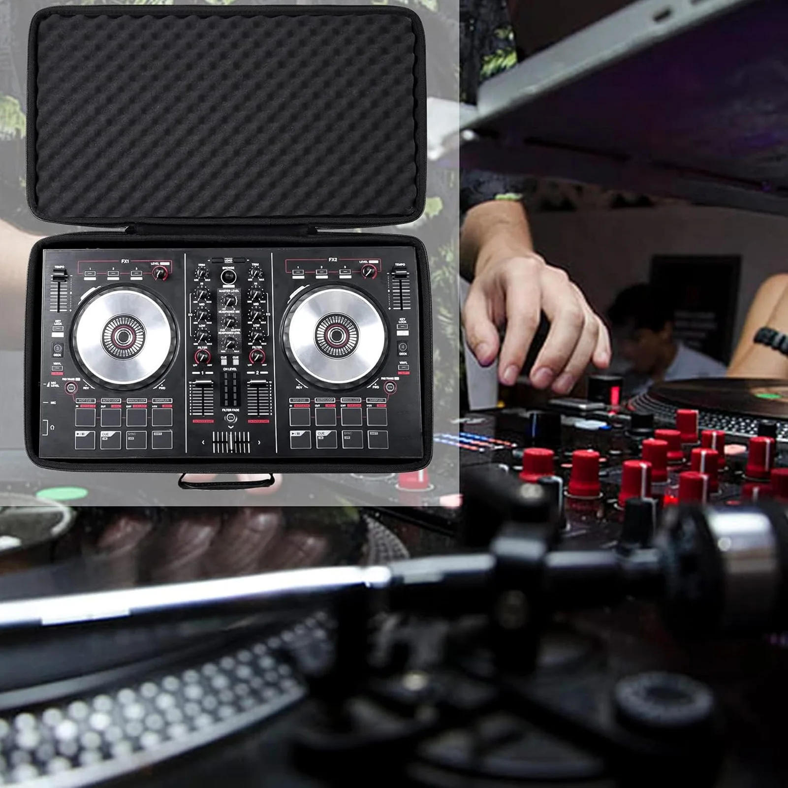 DJ Controller Case EVA DJ Controller Storage Bag Built In Cushioning Sponge Safety Double 50x30x8cm For DDJ-FLX4