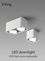 YiYing GX53 Superfície Downlight Levou Montado Holofotes Lâmpada Quadrado Nórdico Lâmpada Do Teto 110V 220V Para Casa Sala de estar Iluminação