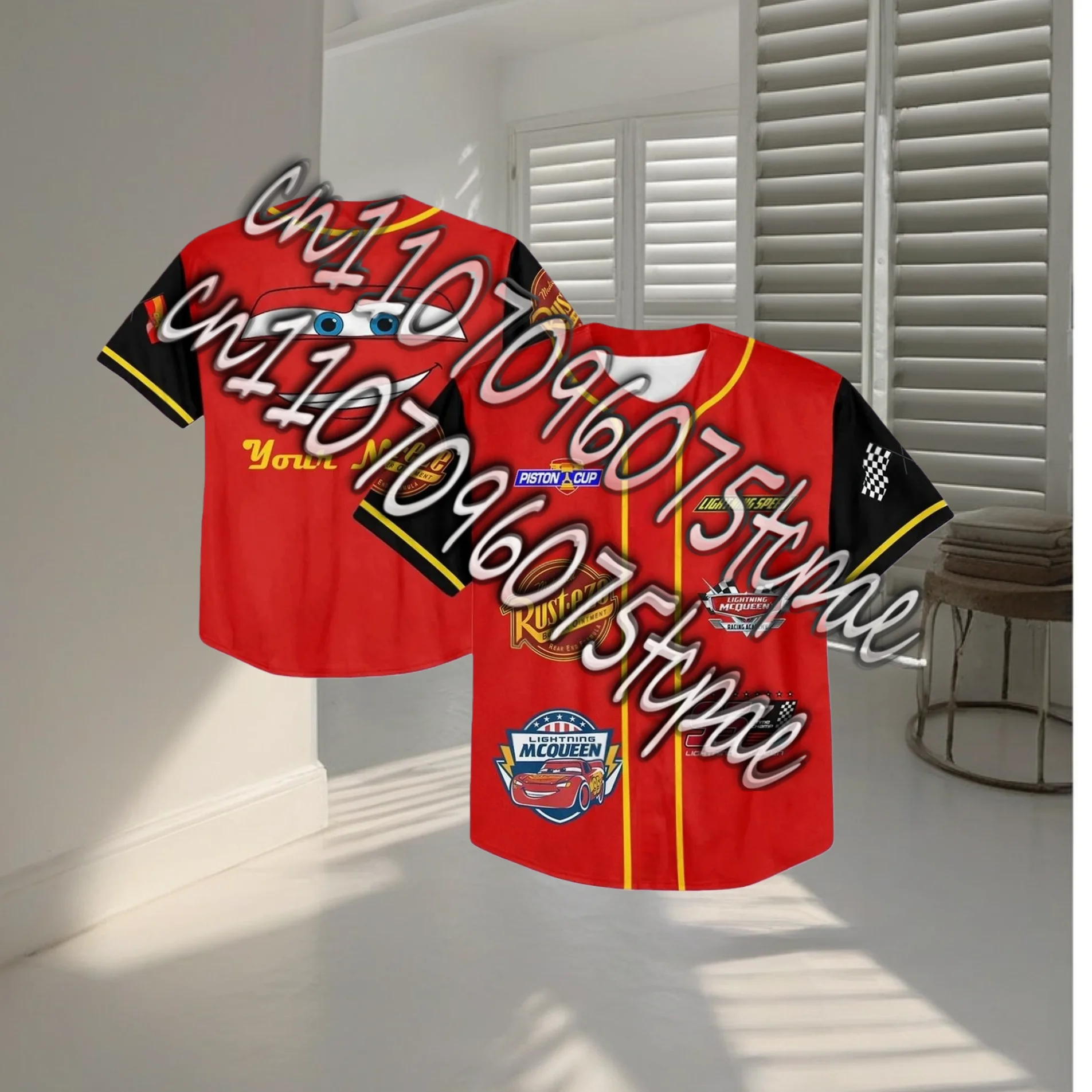 

Бейсбольная футболка Disney Cars Lightning McQueen 2026, мужская, женская, детская, летняя, повседневная, с короткими рукавами, модная футболка