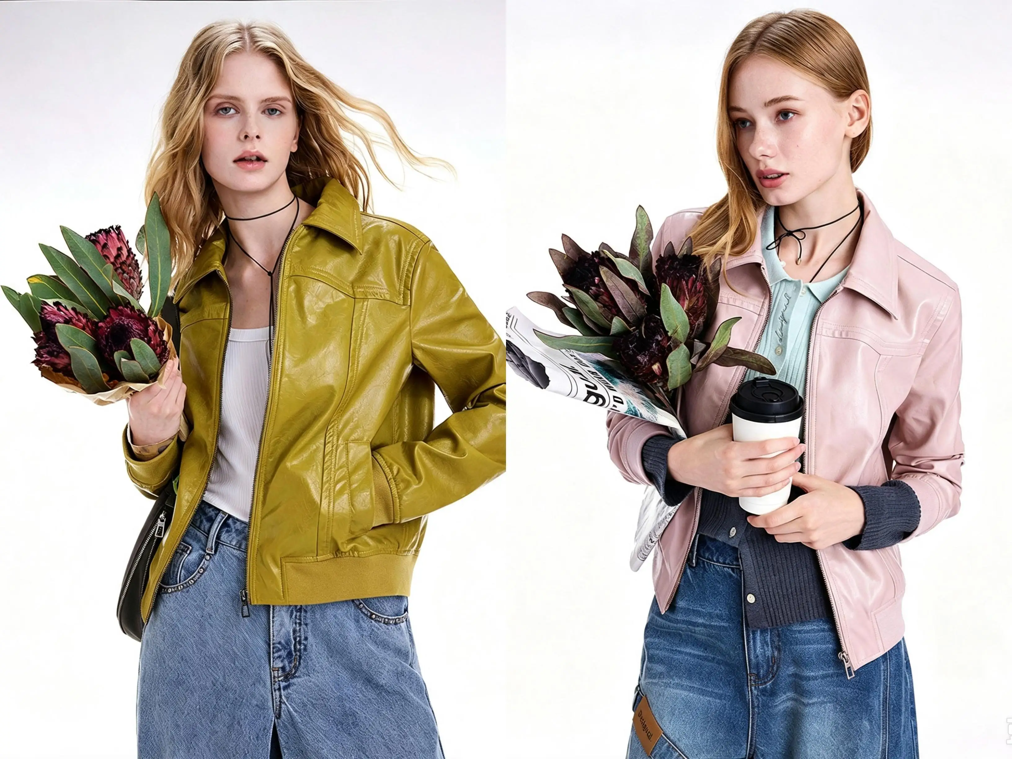 Foreign trade original single new product knitted splicing long sleeved fashionable women's leather jacket