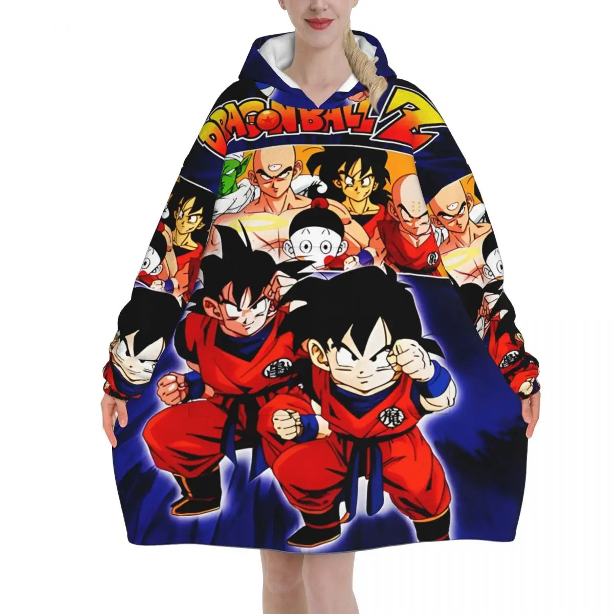 

Dragon Ball DragonBall Anime Wearable Blanket Hoodie for Women Men Oversized Sweatshirt Blanket with Pocket