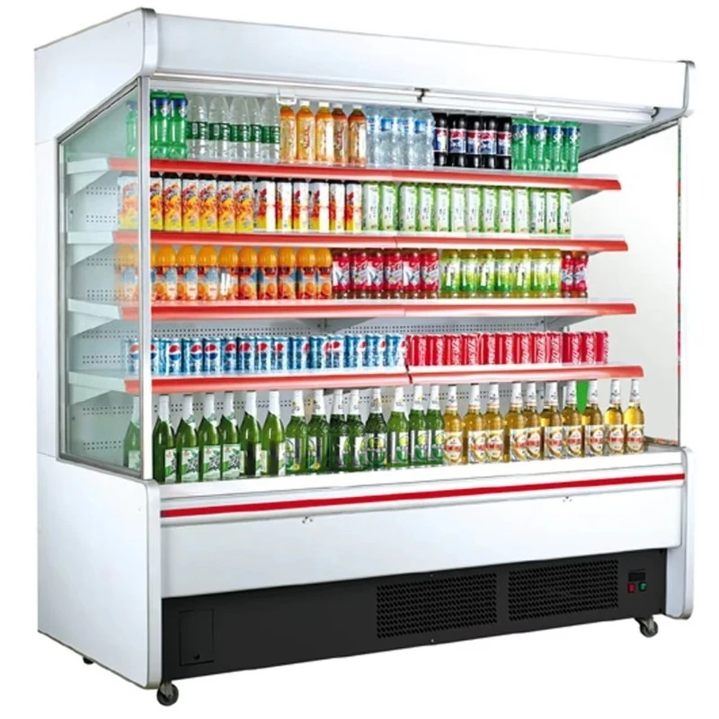 

Индивидуальная холодильная витрина для напитков. Индивидуальный вертикальный открытый тип для розничного оборудования из нержавеющей стали с воздушным охлаждением для супермаркетов.