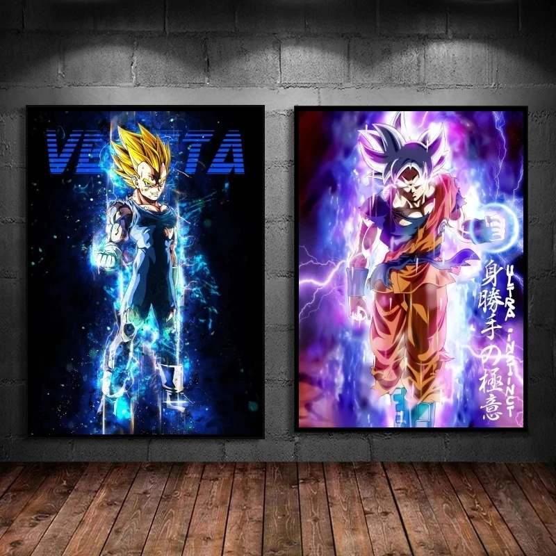 Poster and Painting Dragon Ball Goku Vegeta Anime Wall Stickers High Quality Art Modern Living Room Classic Hanging Decoration