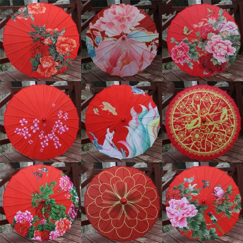 Paraguas de papel aceitado para novia, antiguo chino, 56cm, 10 colores, disfraces, fotografía, paraguas, flor de jazmín, accesorio de baile