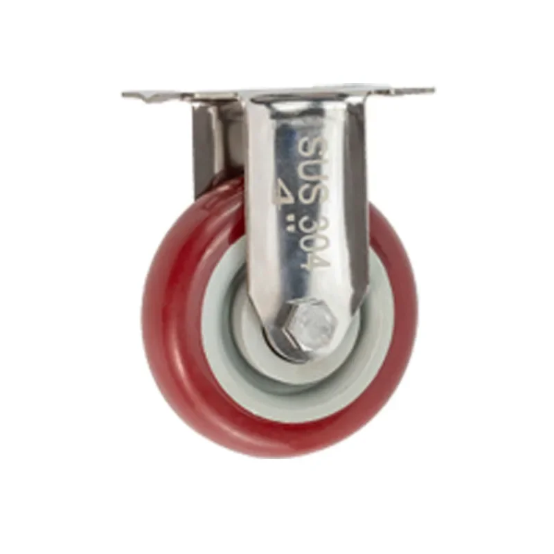 4pcs 2.5inch medium304 stainless steel polyurethane Caster mute no rust silent wheel rigid swivel brake wheelIndustrial casters