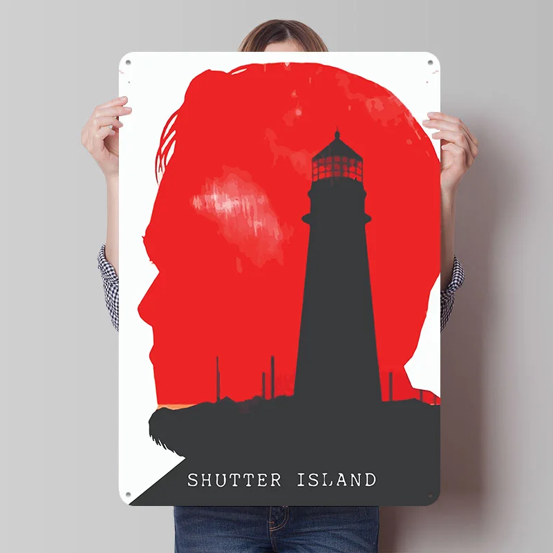 Shutter Island Movie Silhouette Printed Poster Customized Retro Wall Art Vintage Metal Tin Signs for Bar Accessories Desk Decor