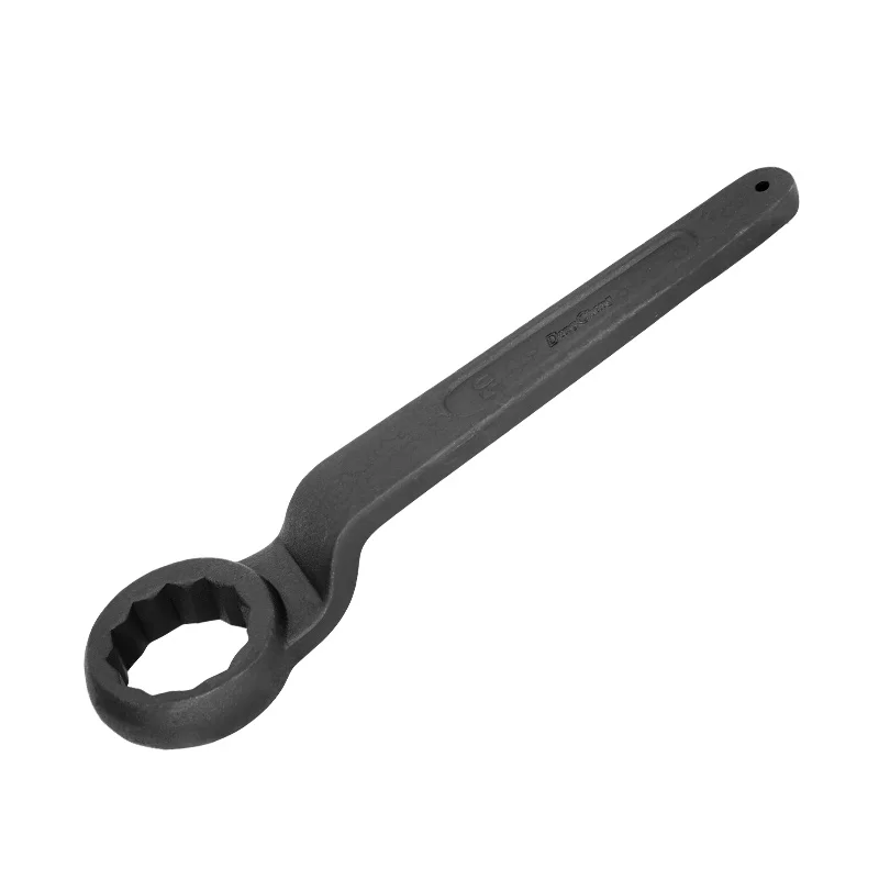 Single Head Striking Box Wrench, Phosphate Black, Heavy Duty Slogging Ring Spanner, Anti-Rust, for Industrial, Construction