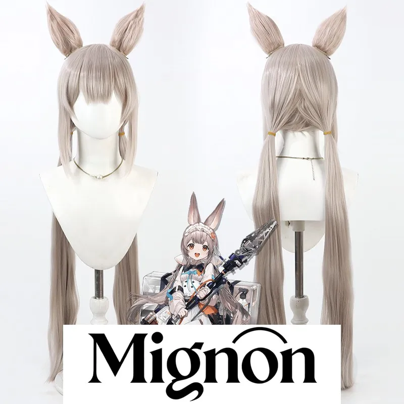 

Парик для косплея Arknights Wenmi, встроенные двойные косы, съемные уши одного цвета, подарок на Хэллоуин