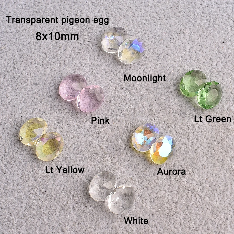 8x10mm Pointed Bottom Transparent Pigeon Egg Mixed Color Nail Art Rhinestone K9 Glass Crystal Oval Fingernail DIY Decoration