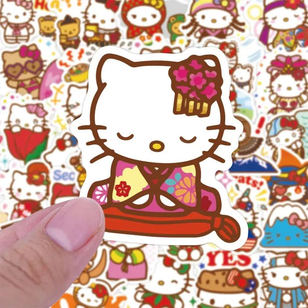 40pcs Cartoon Hello Kitty Sticker Aesthetic Cute Decals Decorative Guitar Scrapbooking Laptop Phone Kawaii Sticker for Girls Kid