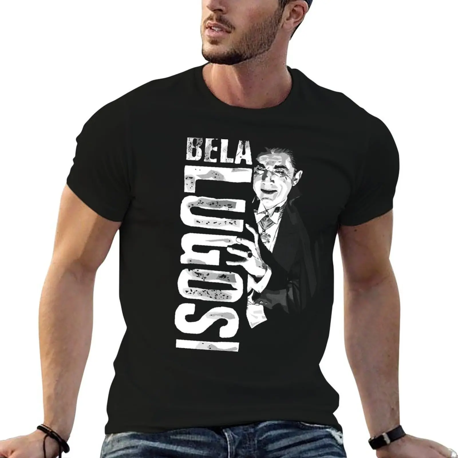 Фото Футболка с изображением Дракулы, Белы Лугоси, вампира, в готическом стиле, на Хэллоуин, персонализированная, забавная, хлопковая, мужская, с графическим принтом