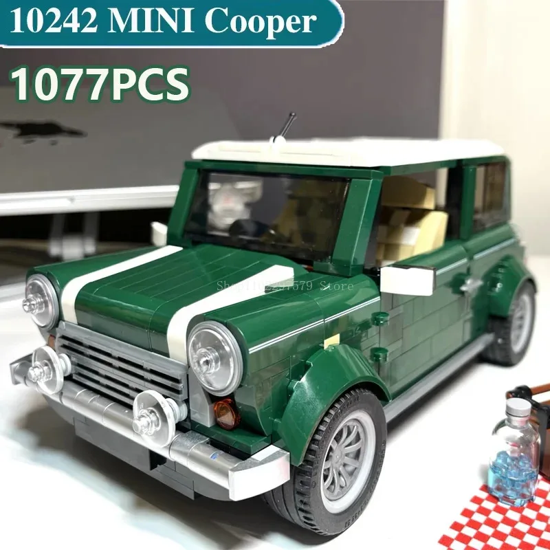 1077 قطعة مجموعة مكعبات بناء السيارة ذات النموذج الأخضر التقني الكلاسيكي المتوافقة مع 10242 هدية تعليمية للأطفال لعيد الميلاد وعيد الميلاد