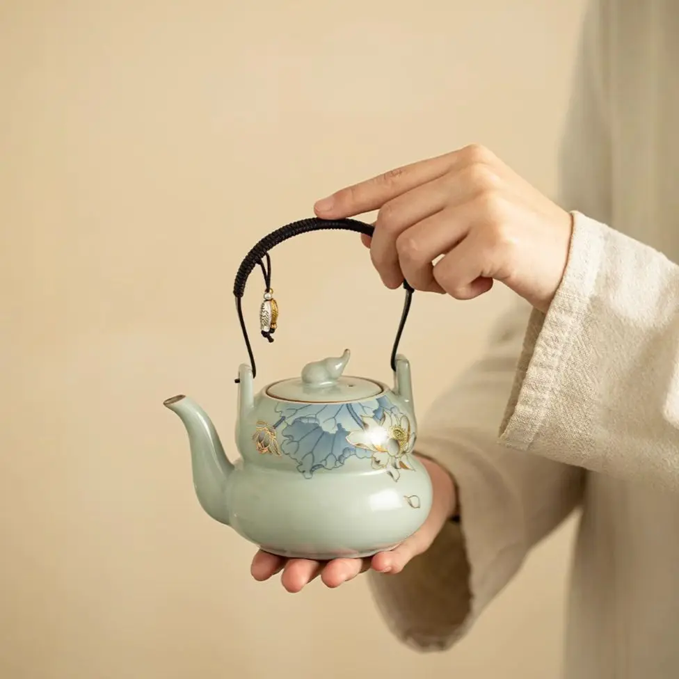 Gourd beam pot ceramic teapot tea large kung fu tea kettle with filter
