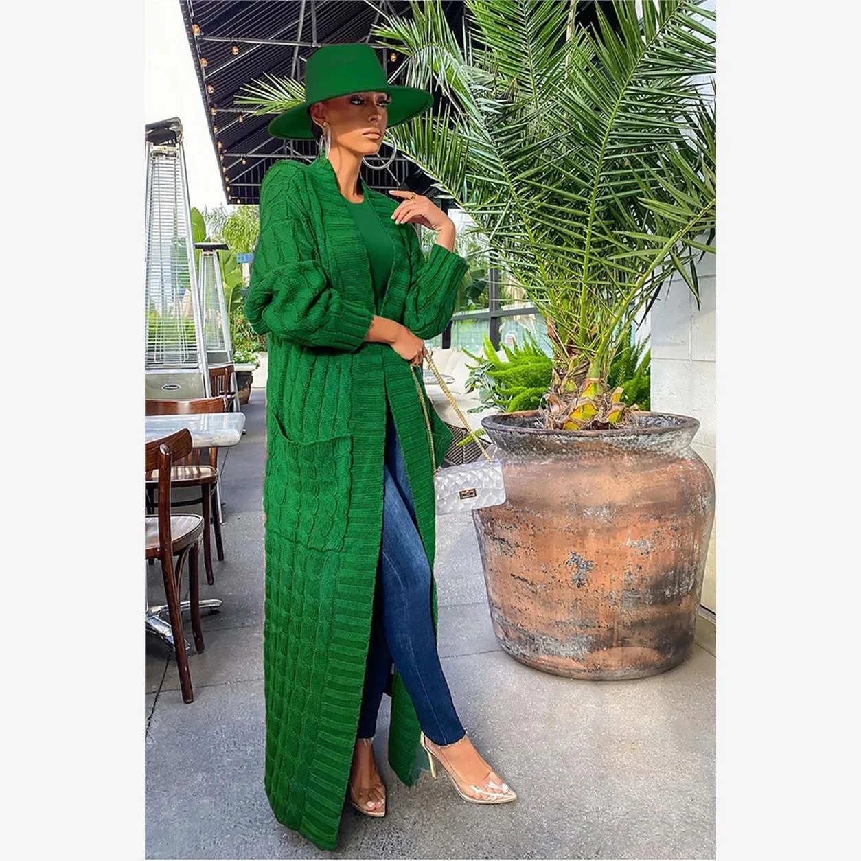 

Women's Loose Knitted Open Cardigan Long Lazy Sle ket Sweater Coat Autumn Faion Commute Sle Cotton Long Sve V-Ne